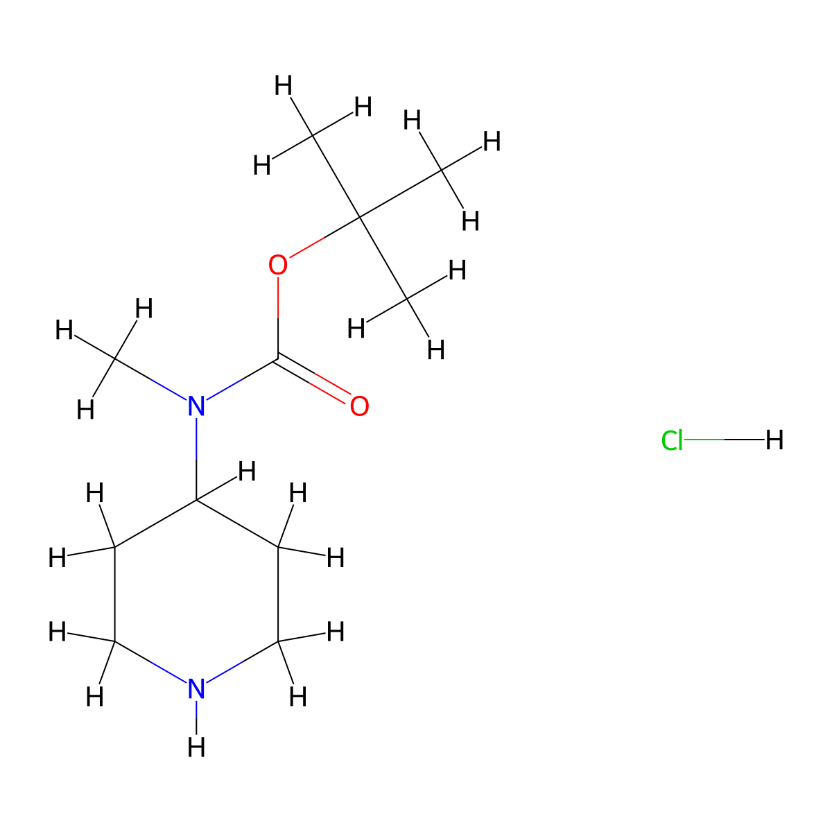 tert-butyl N-methyl-N-(piperidin-4-yl)carbamate hydrochloride molecular structure, CAS 188174-17-6