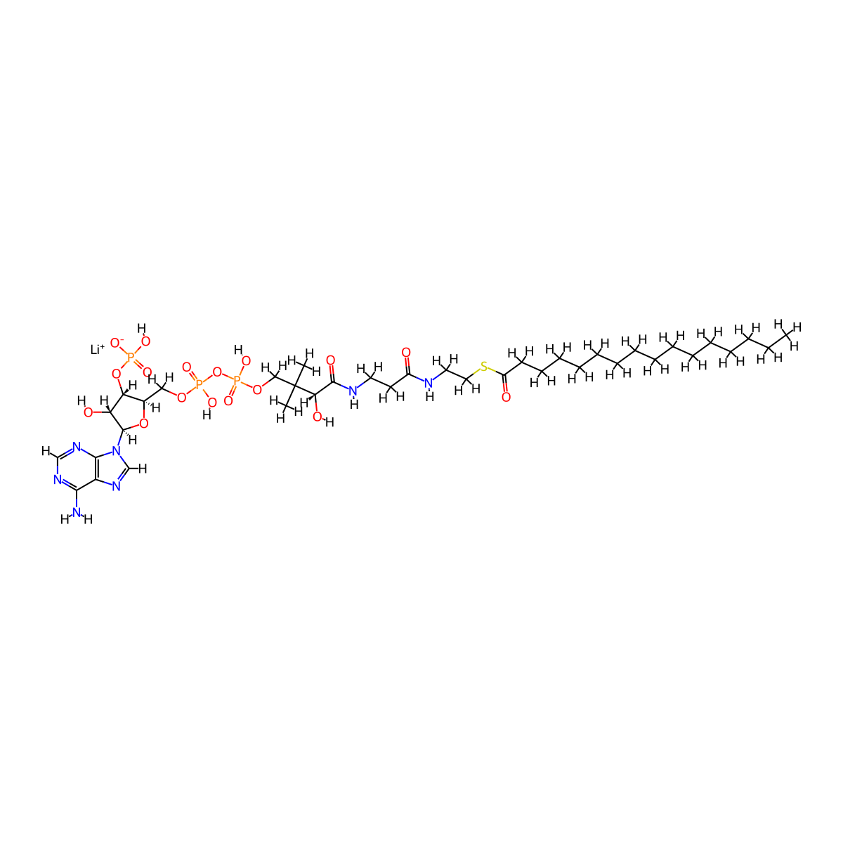n-Hexadecanoyl coenzyme a lithium salt molecular structure, CAS 188174-64-3