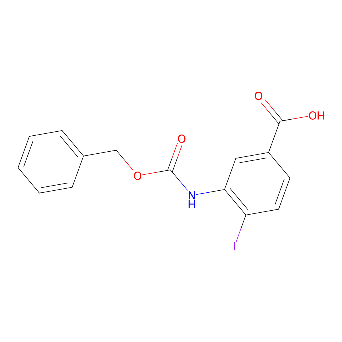 3-{[(Benzyloxy)carbonyl]amino}-4-iodobenzoic acid molecular structure, CAS 1881749-58-1