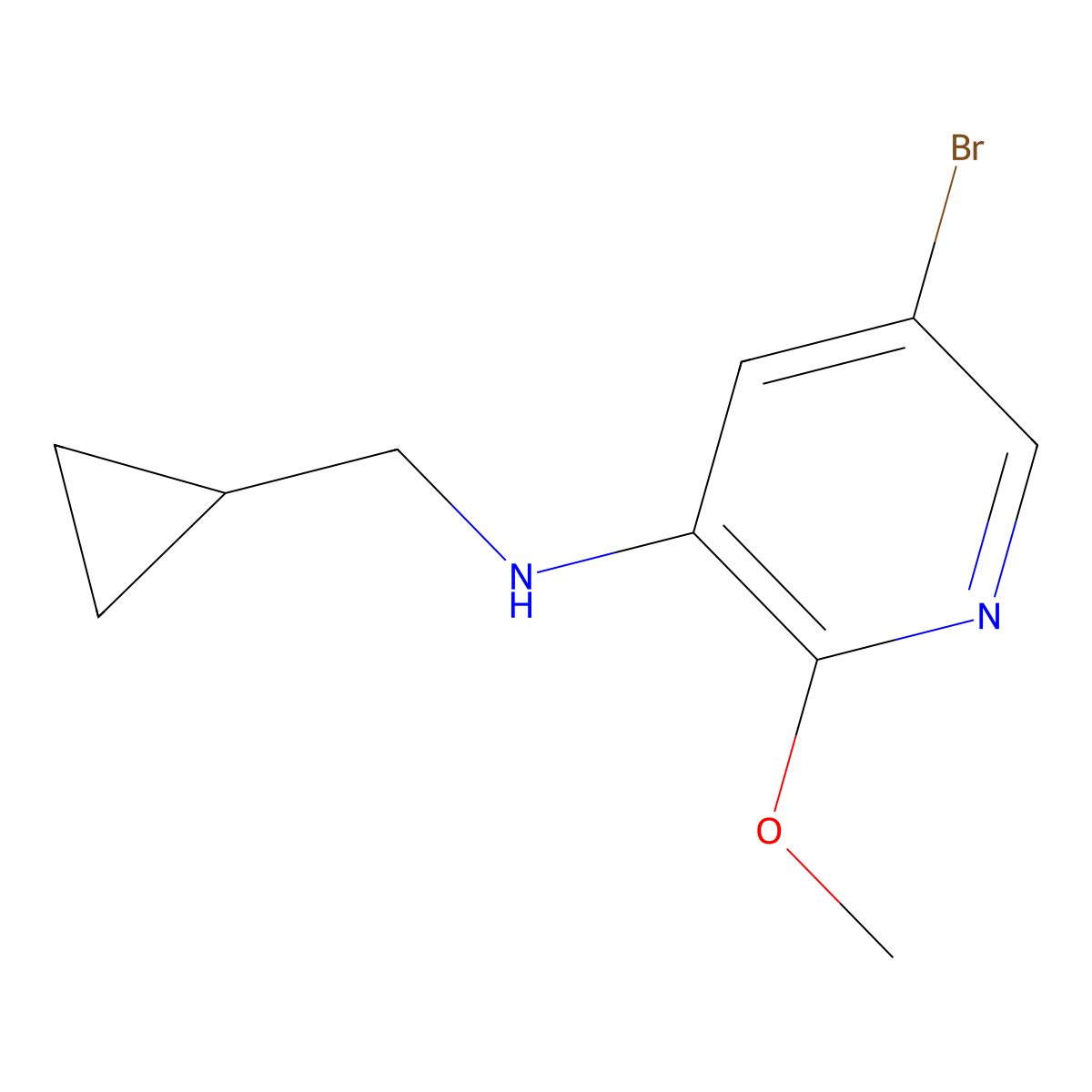 5-Bromo-N-(cyclopropylmethyl)-2-methoxy-3-pyridinamine molecular structure, CAS 1881822-35-0