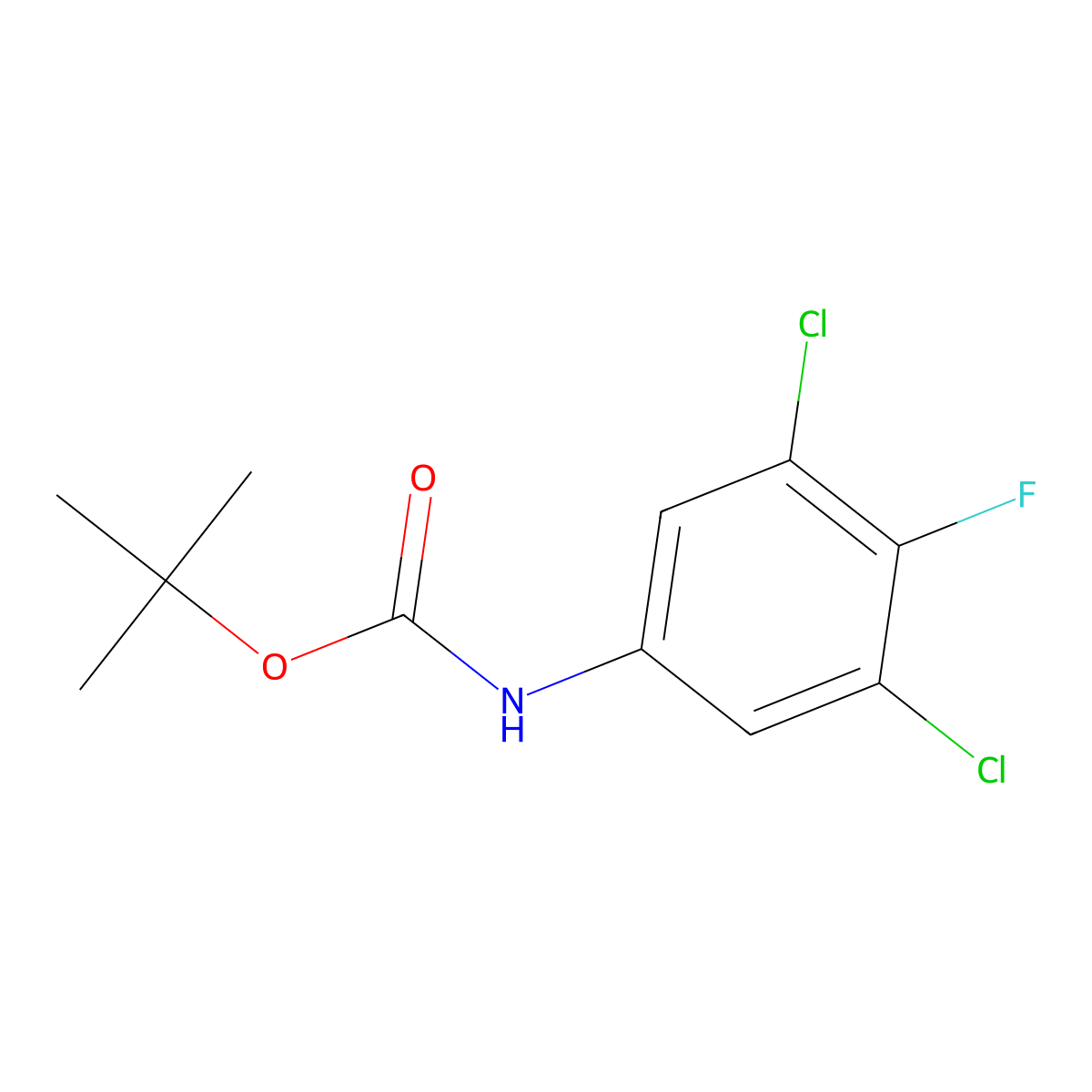 tert-butyl N-(3,5-dichloro-4-fluorophenyl)carbamate molecular structure, CAS 1881828-65-4