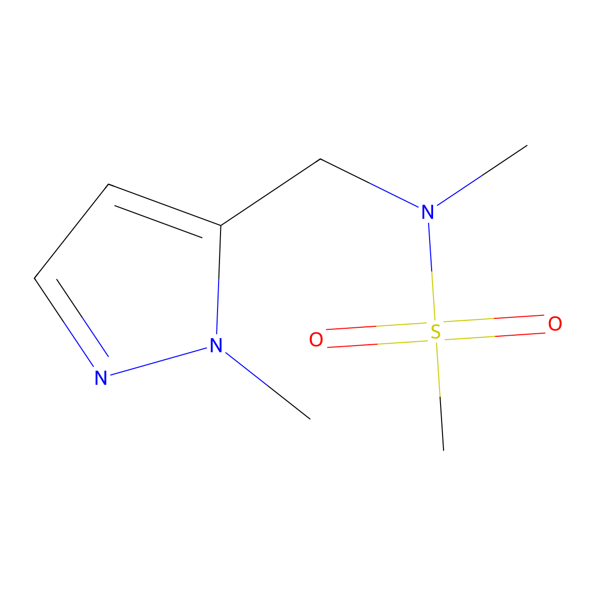 N-methyl-N-((1-methyl-1H-pyrazol-5-yl)methyl)methanesulfonamide molecular structure, CAS 1881947-42-7