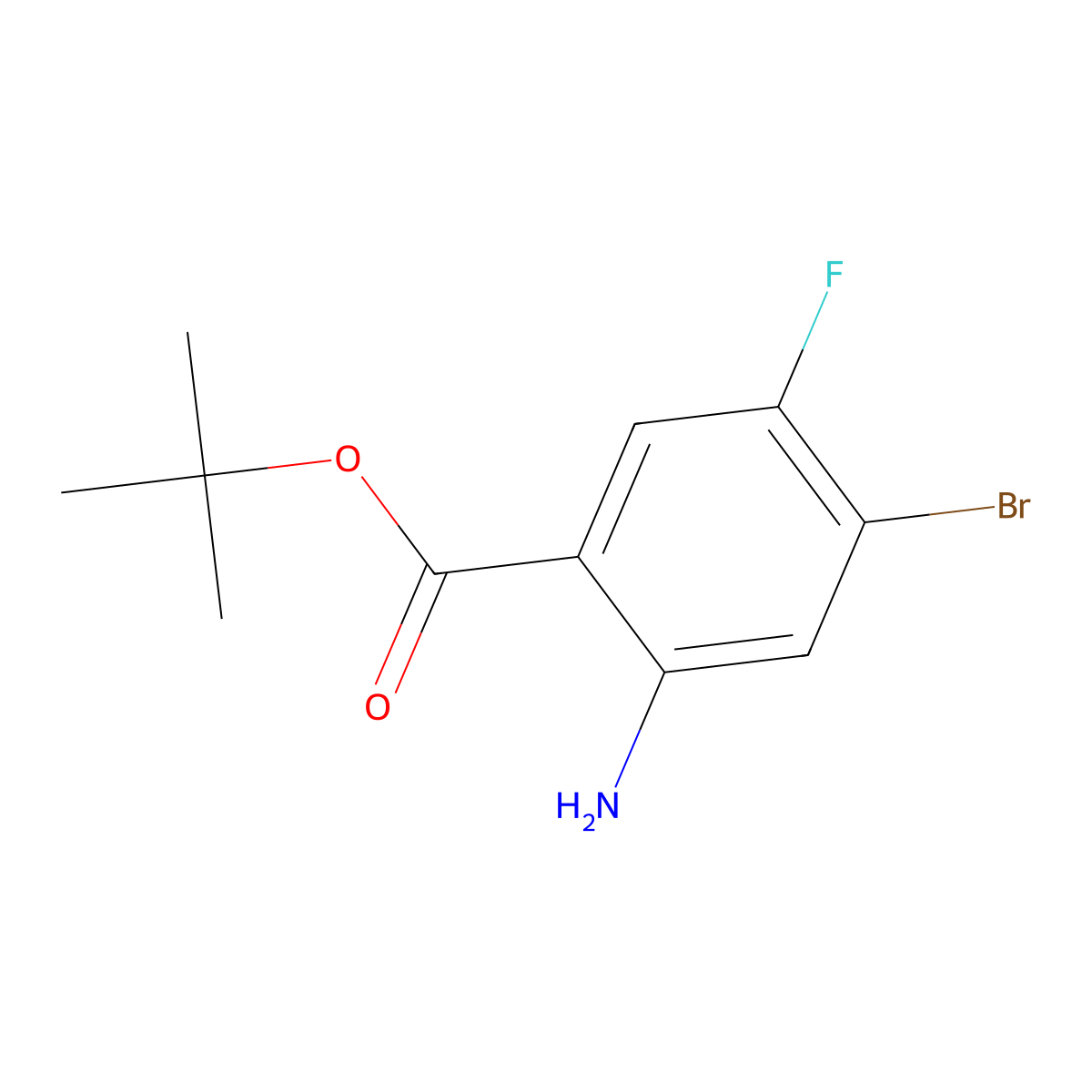 Tert-butyl 2-amino-4-bromo-5-fluorobenzoate molecular structure, CAS 1881978-32-0