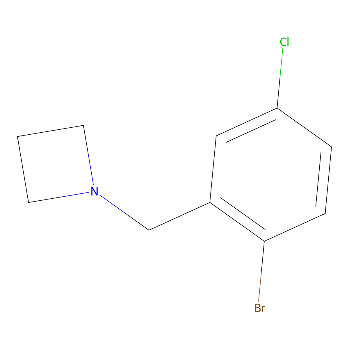 1-[(2-Bromo-5-chlorophenyl)methyl]azetidine molecular structure, CAS 1881978-54-6