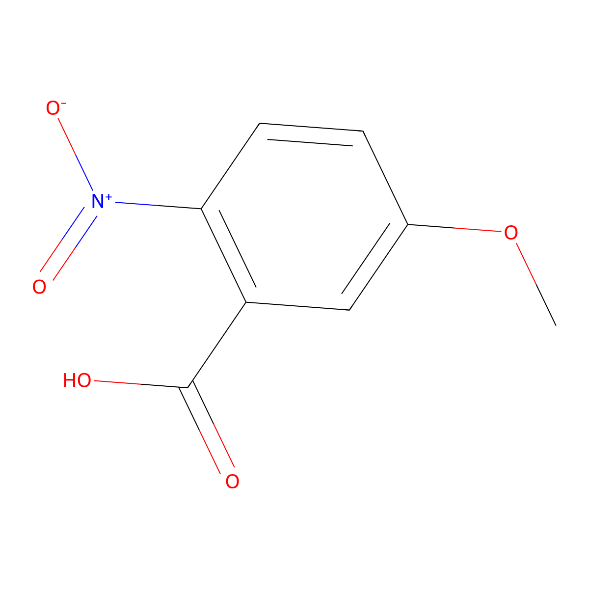 5-Methoxy-2-nitrobenzoic acid molecular structure, CAS 1882-69-5