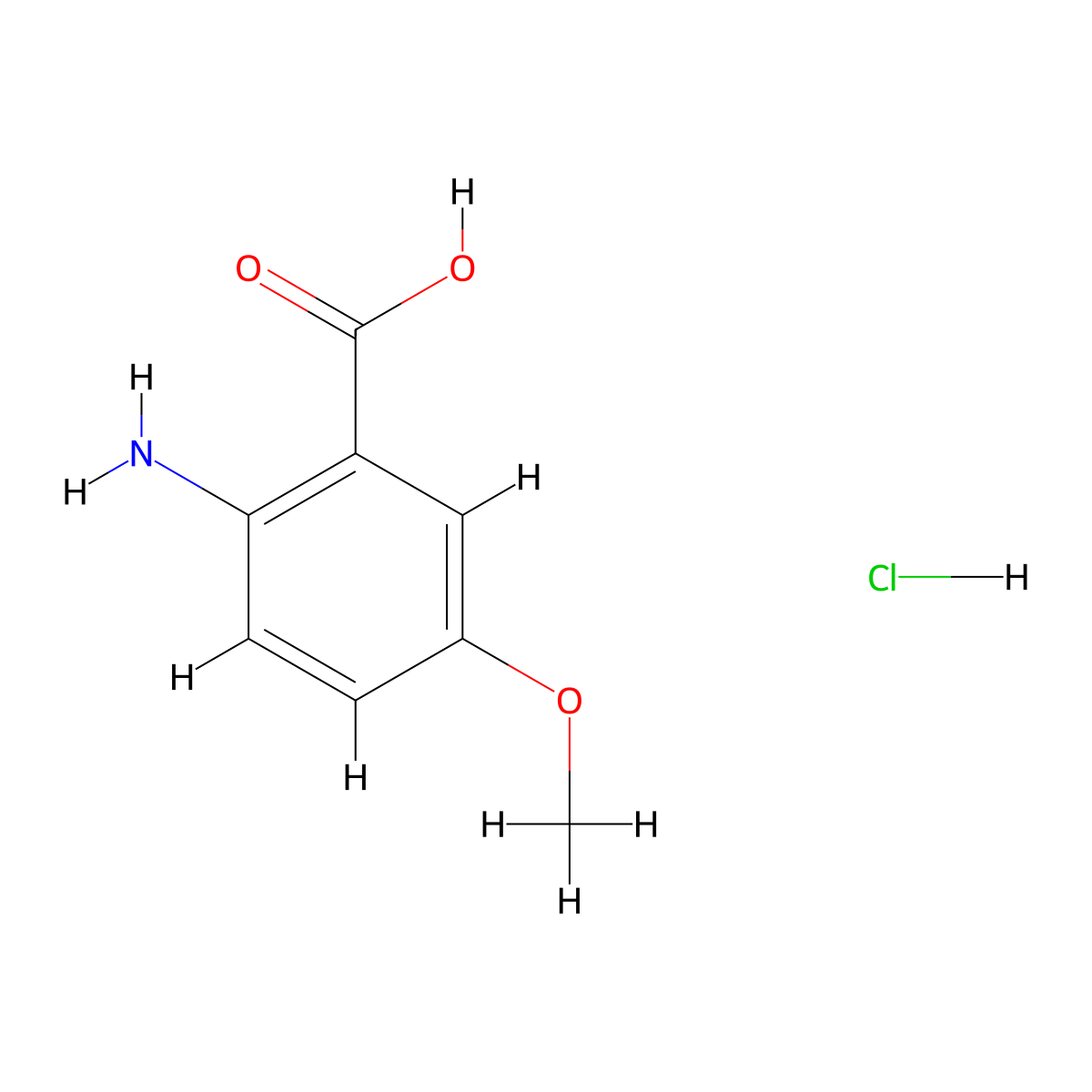 2-Amino-5-methoxybenzoic acid hydrochloride molecular structure, CAS 1882-70-8