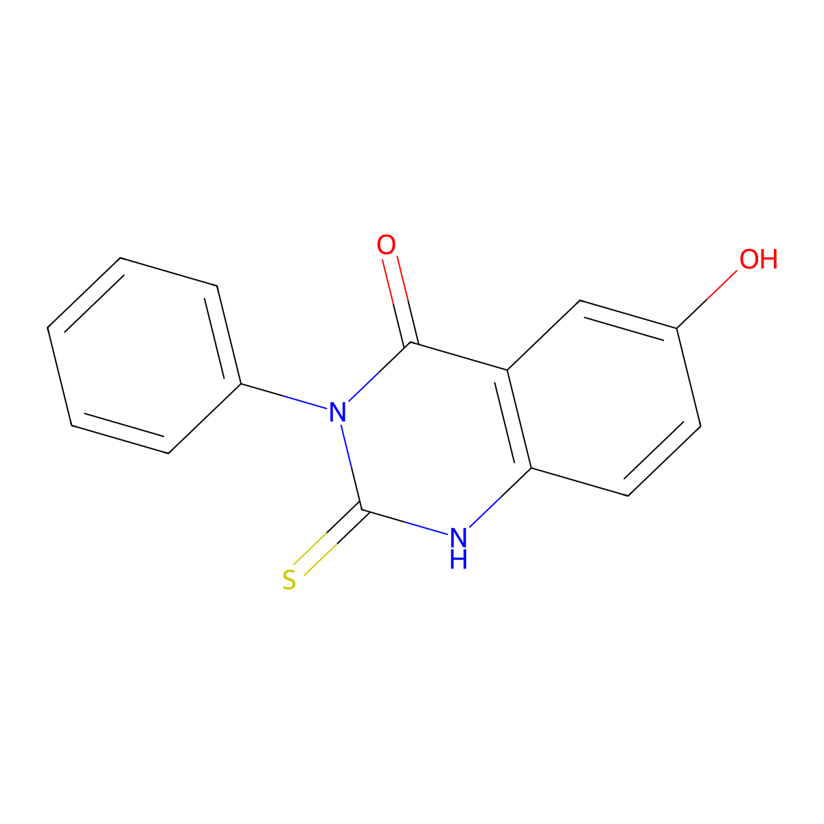 6-Hydroxy-3-phenyl-2-sulfanyl-3,4-dihydroquinazolin-4-one molecular structure, CAS 1882-78-6