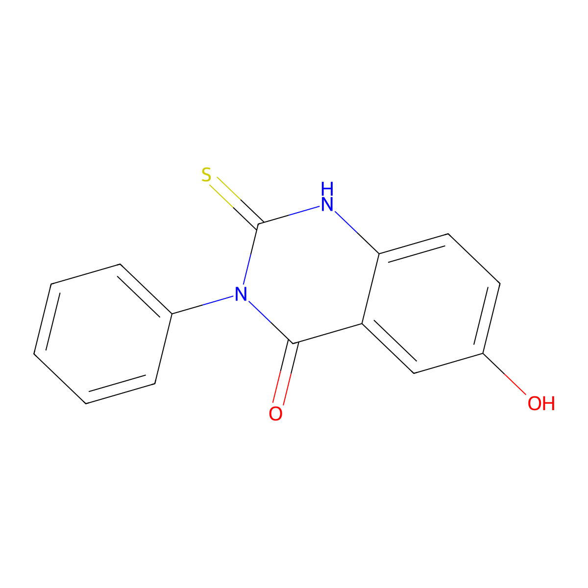 6-Hydroxy-3-phenyl-2-sulfanyl-3,4-dihydroquinazolin-4-one molecular structure, CAS 1882-78-6