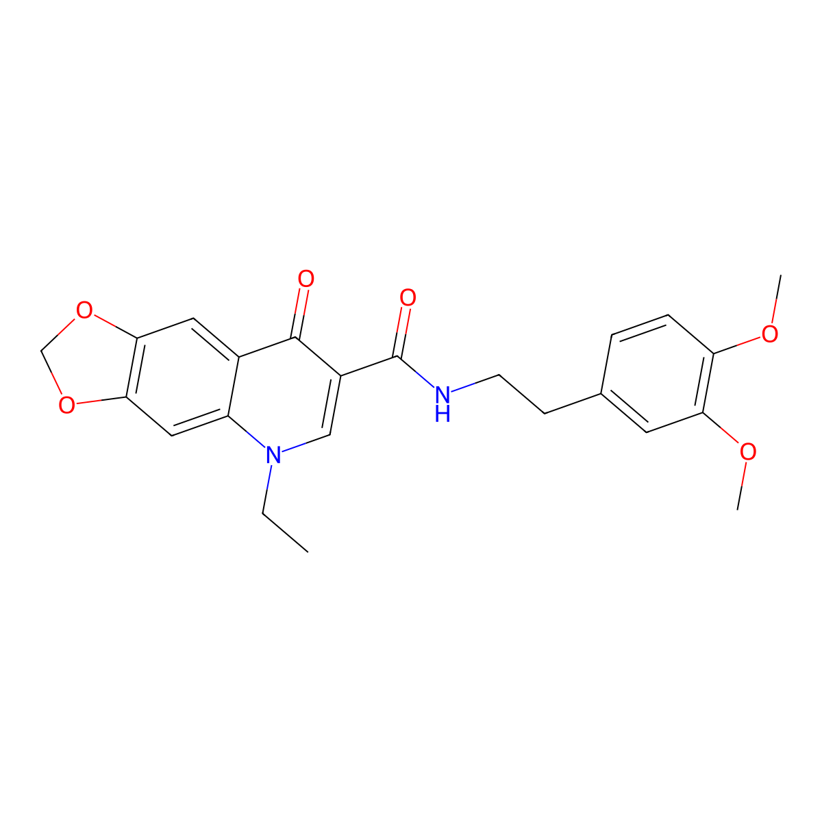 N-[2-(3,4-dimethoxyphenyl)ethyl]-5-ethyl-8-oxo-5,8-dihydro[1,3]dioxolo[4,5-g]quinoline-7-carboxamide molecular structure, CAS 188202-63-3