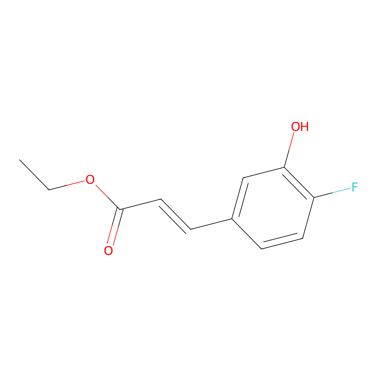 Ethyl (2E)-3-(4-fluoro-3-hydroxyphenyl)prop-2-enoate molecular structure, CAS 1882034-32-3