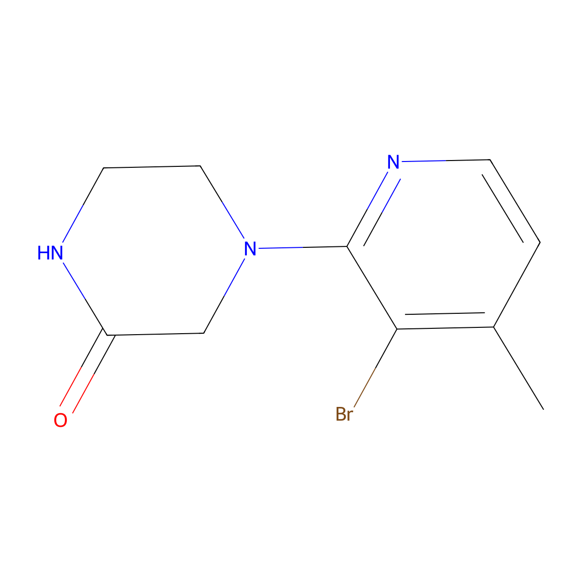 4-(3-Bromo-4-methylpyridin-2-yl)piperazin-2-one molecular structure, CAS 1882041-80-6