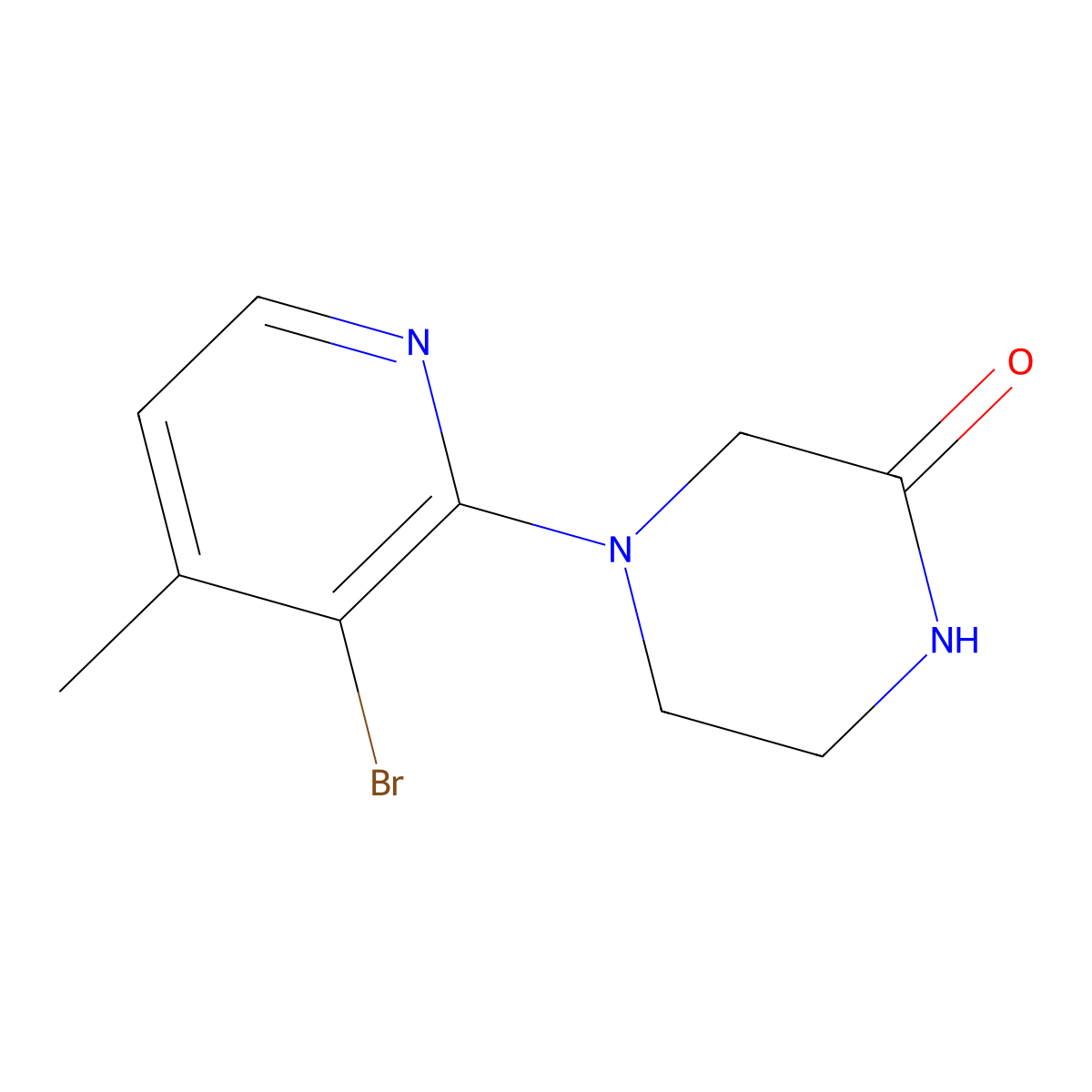 4-(3-Bromo-4-methylpyridin-2-yl)piperazin-2-one molecular structure, CAS 1882041-80-6