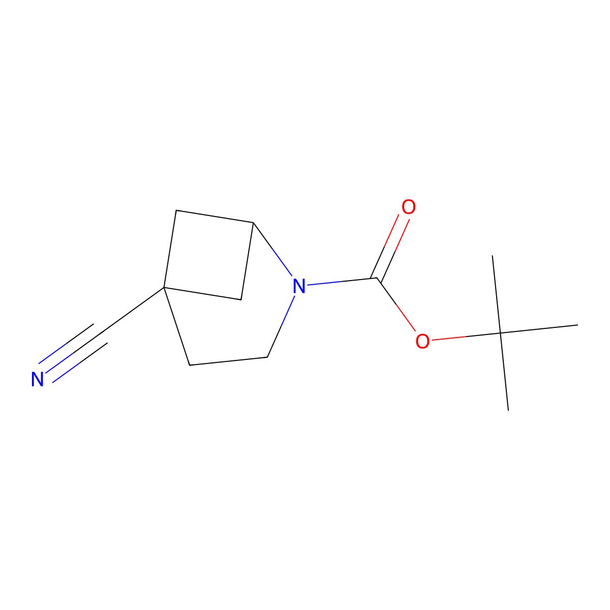 Tert-butyl 5-cyano-2-azabicyclo[3.1.1]heptane-2-carboxylate molecular structure, CAS 1882055-84-6