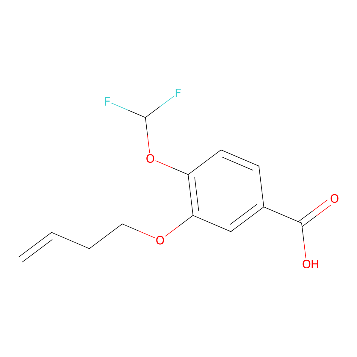 3-(3-Buten-1-yloxy)-4-(difluoromethoxy)benzoic acid molecular structure, CAS 1882067-44-8