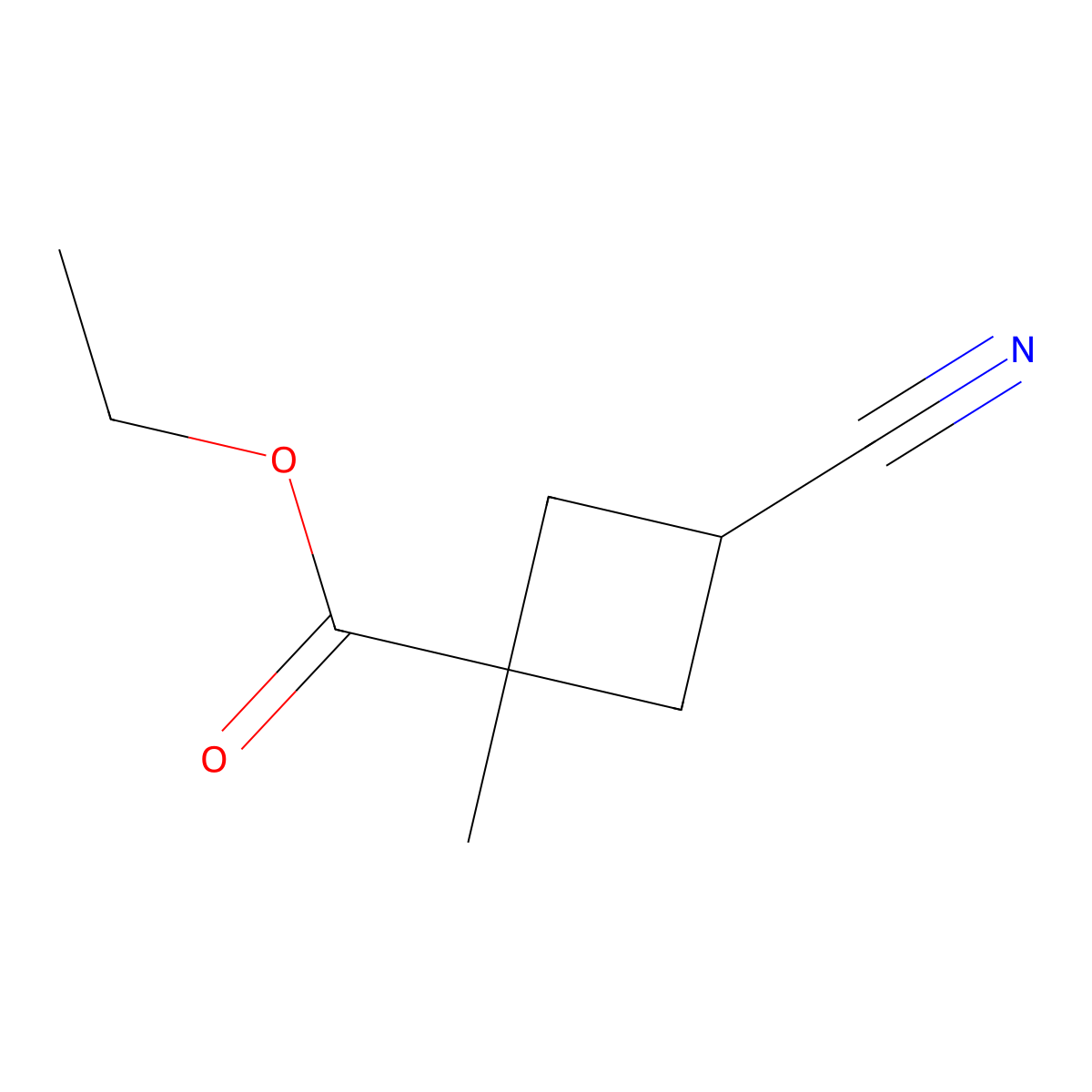 Ethyl 3-cyano-1-methylcyclobutane-1-carboxylate molecular structure, CAS 1882089-51-1
