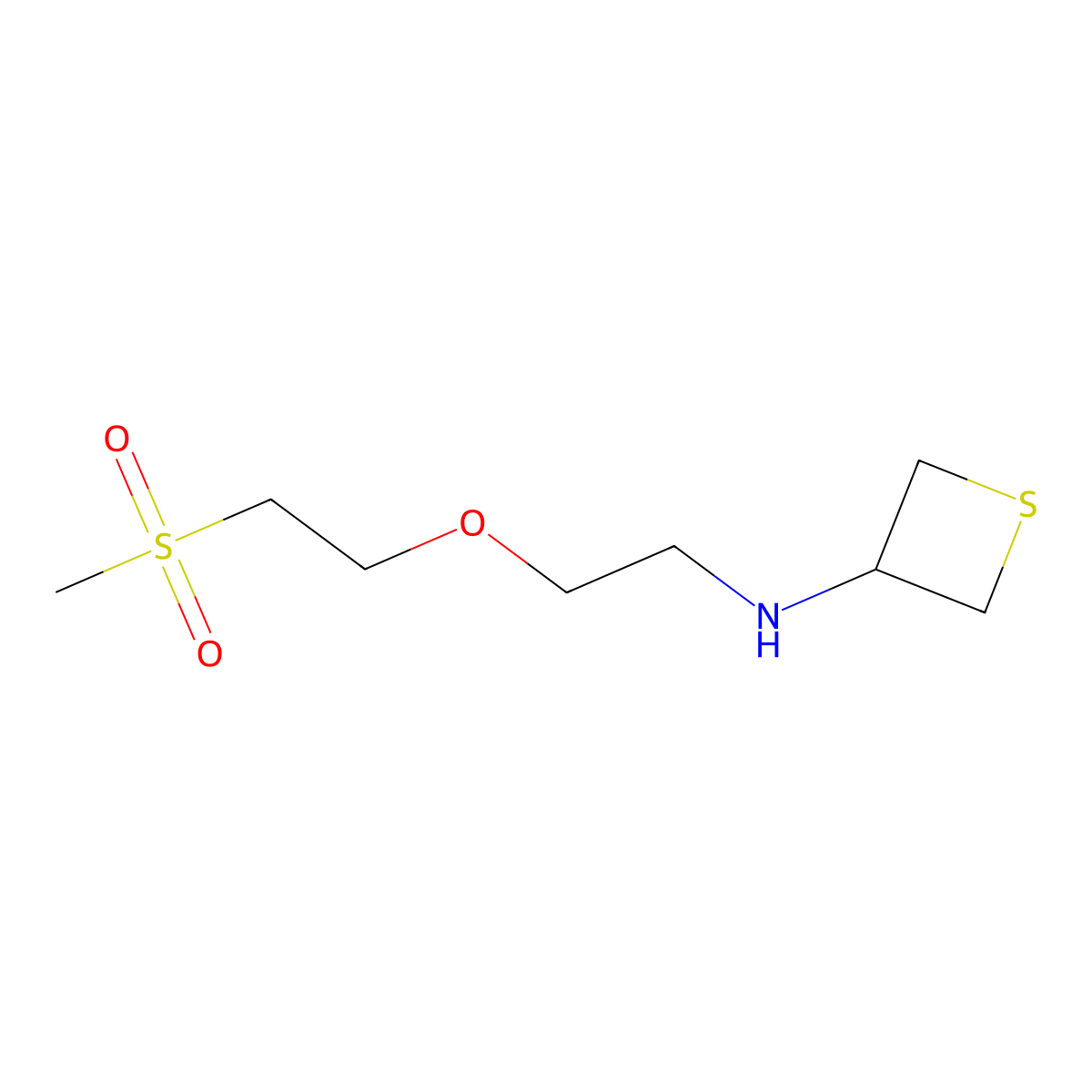 N-(2-(2-(Methylsulfonyl)ethoxy)ethyl)thietan-3-amine molecular structure, CAS 1882217-34-6