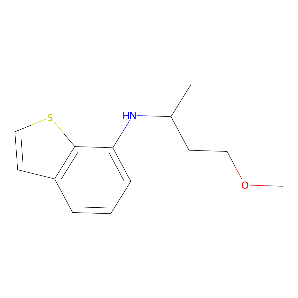 N-(4-Methoxybutan-2-yl)-1-benzothiophen-7-amine molecular structure, CAS 1882231-22-2