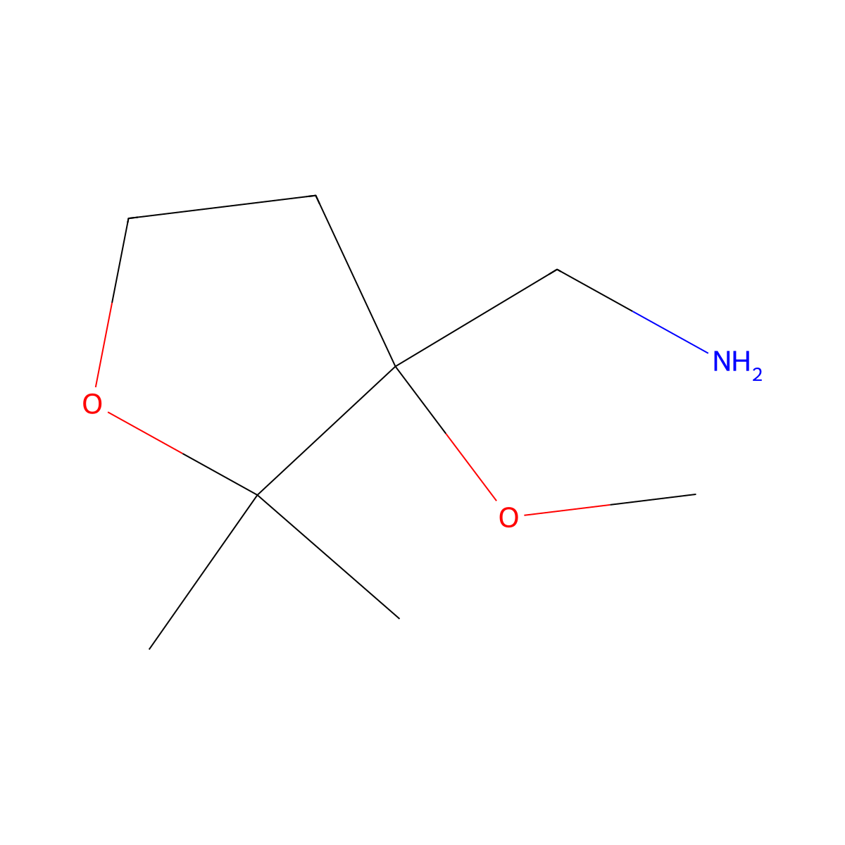1-(3-Methoxy-2,2-dimethyloxolan-3-yl)methanamine molecular structure, CAS 1882240-88-1