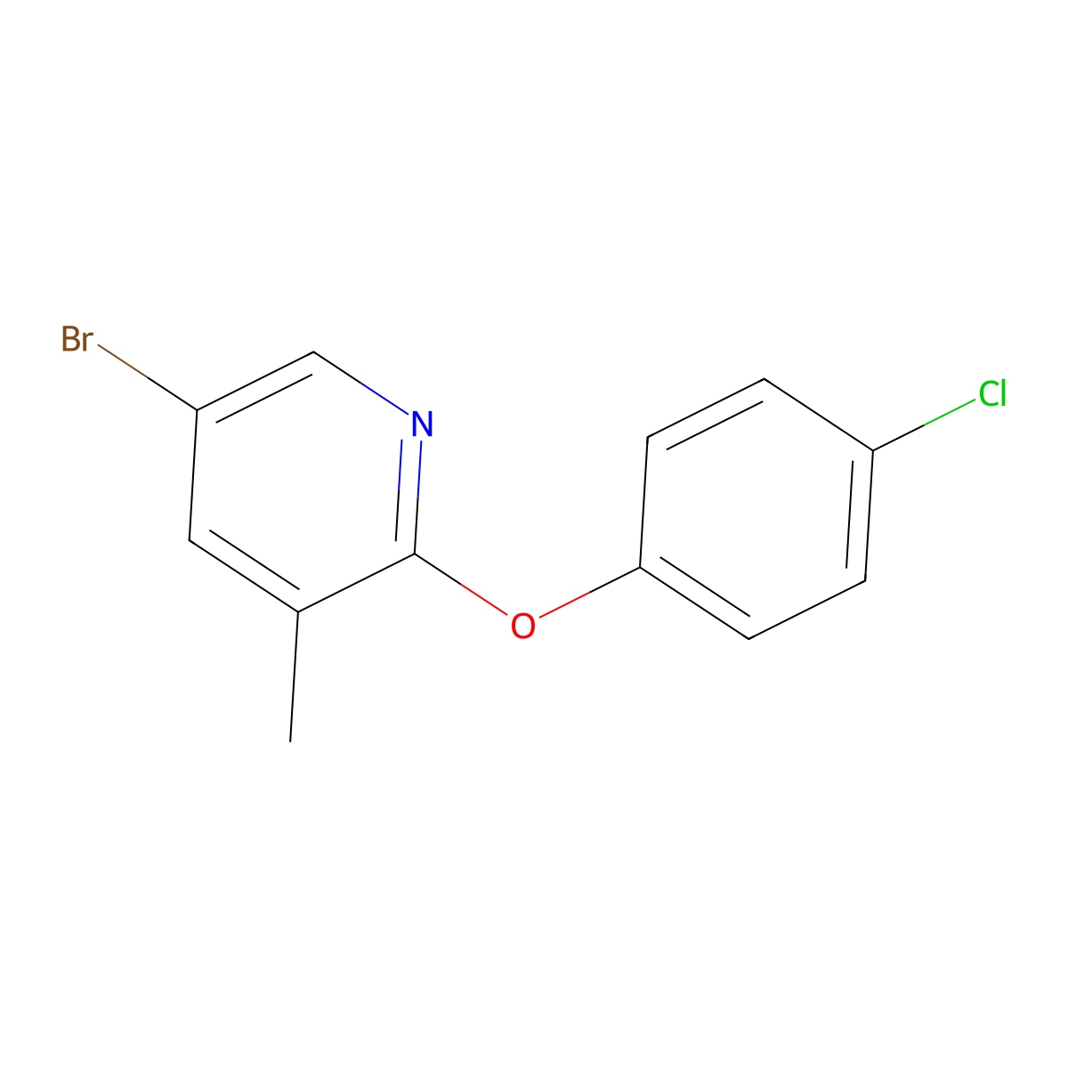 5-Bromo-2-(4-chlorophenoxy)-3-methylpyridine molecular structure, CAS 1882244-73-6