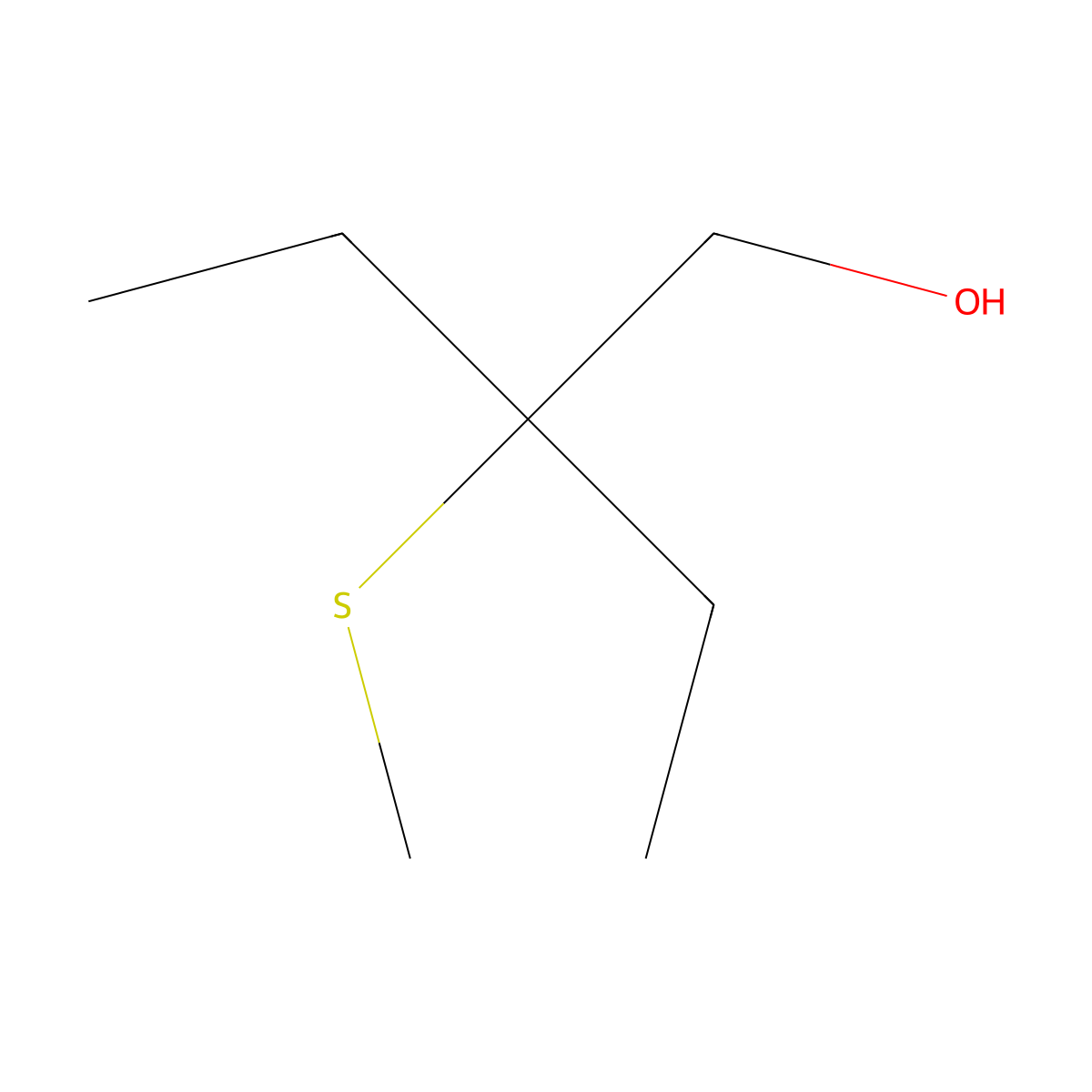 2-Ethyl-2-(methylsulfanyl)butan-1-ol molecular structure, CAS 1882257-50-2