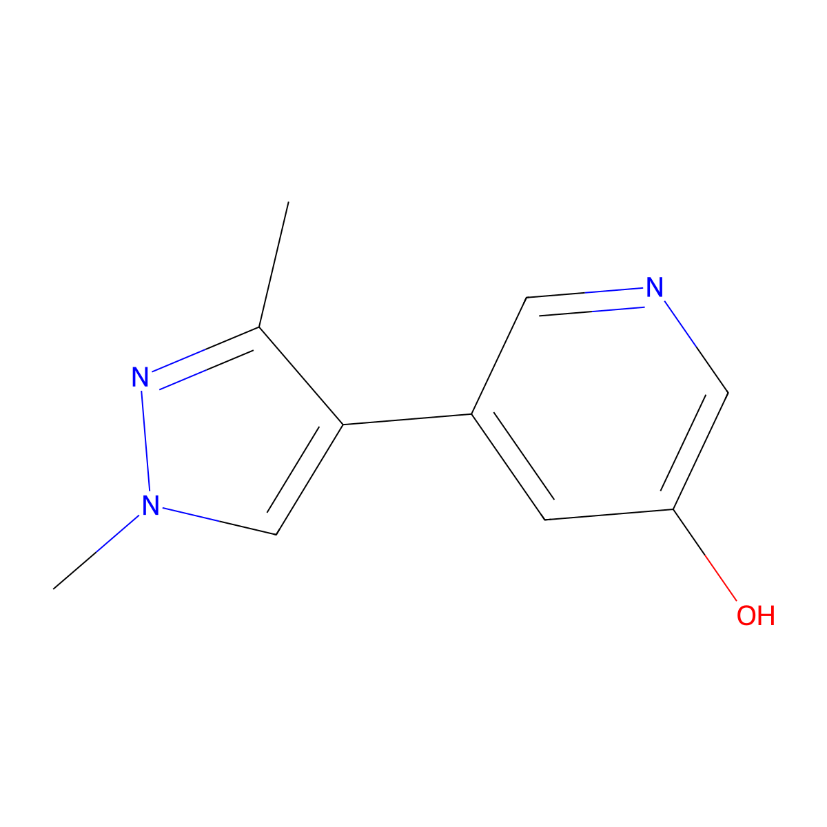 5-(1,3-Dimethyl-1H-pyrazol-4-yl)-3-pyridinol molecular structure, CAS 1882300-31-3