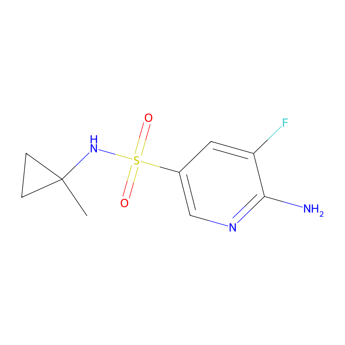 6-amino-5-fluoro-N-(1-methylcyclopropyl)pyridine-3-sulfonamide molecular structure, CAS 1882366-72-4