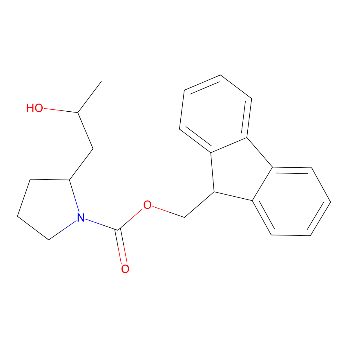 (9H-fluoren-9-yl)methyl 2-(2-hydroxypropyl)pyrrolidine-1-carboxylate molecular structure, CAS 1882376-99-9