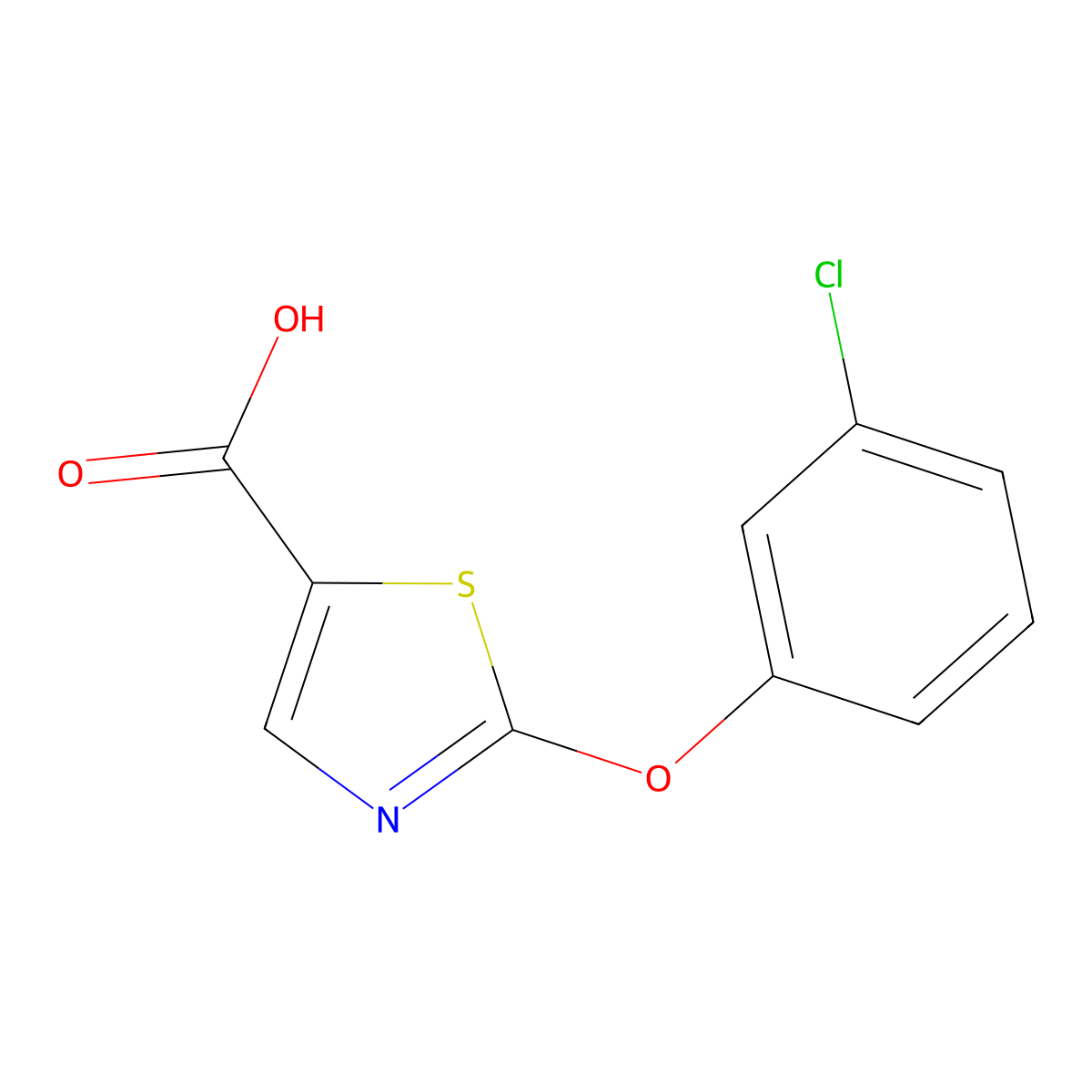 2-(3-Chlorophenoxy)-1,3-thiazole-5-carboxylic acid molecular structure, CAS 1882379-63-6