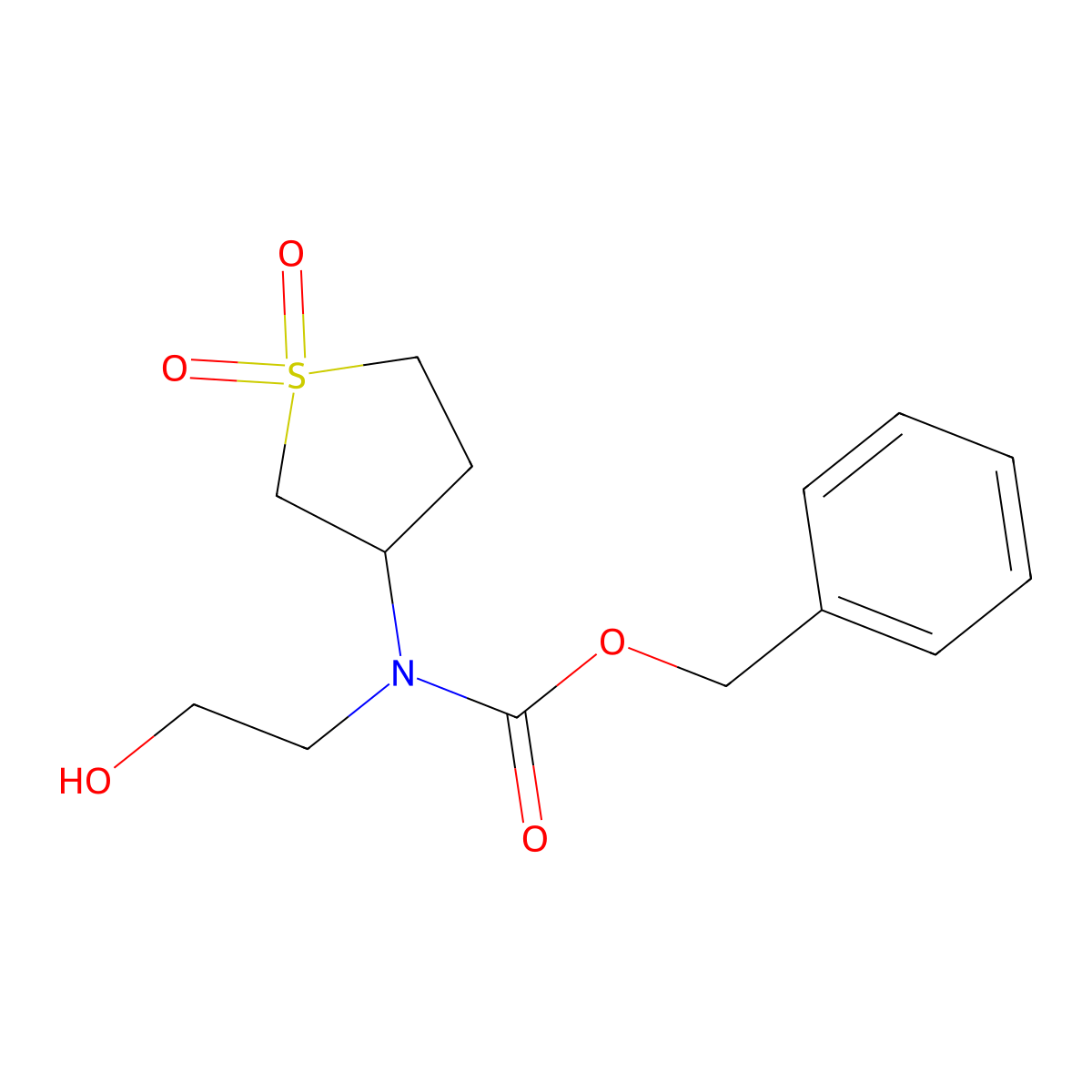 benzyl N-(1,1-dioxo-1lambda6-thiolan-3-yl)-N-(2-hydroxyethyl)carbamate molecular structure, CAS 1882387-22-5