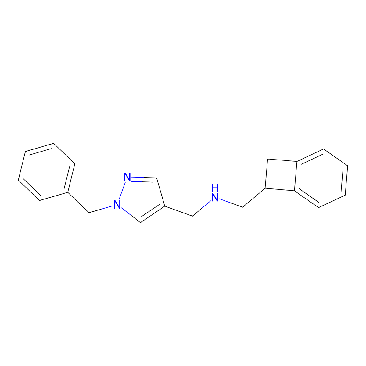 [(1-benzyl-1H-pyrazol-4-yl)methyl]({bicyclo[4.2.0]octa-1(6),2,4-trien-7-yl}methyl)amine molecular structure, CAS 1882426-56-3