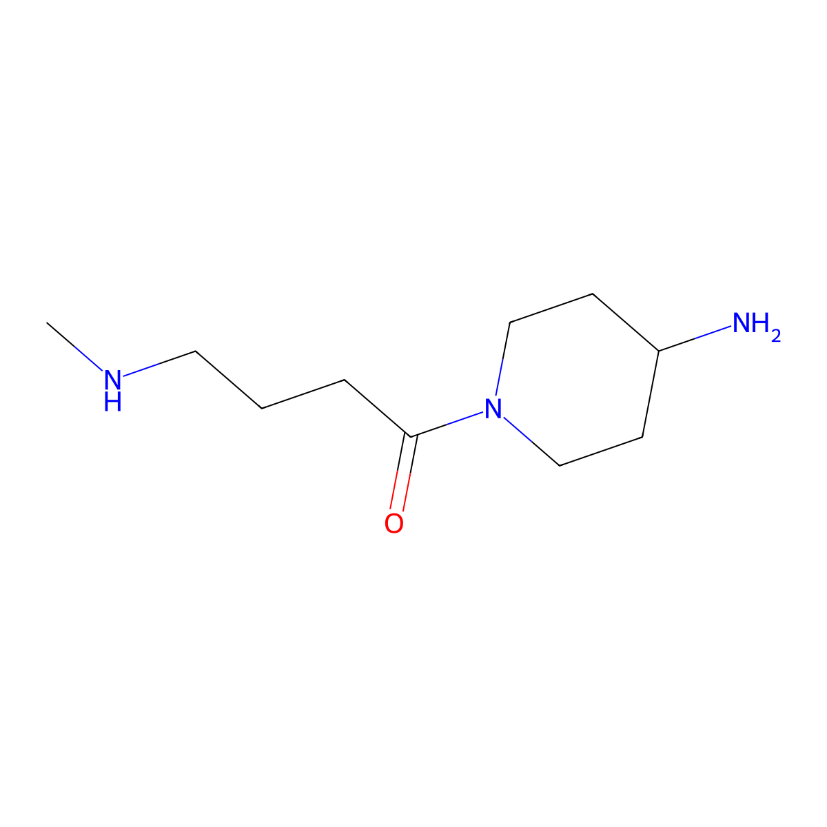1-(4-Aminopiperidin-1-yl)-4-(methylamino)butan-1-one molecular structure, CAS 1882428-59-2