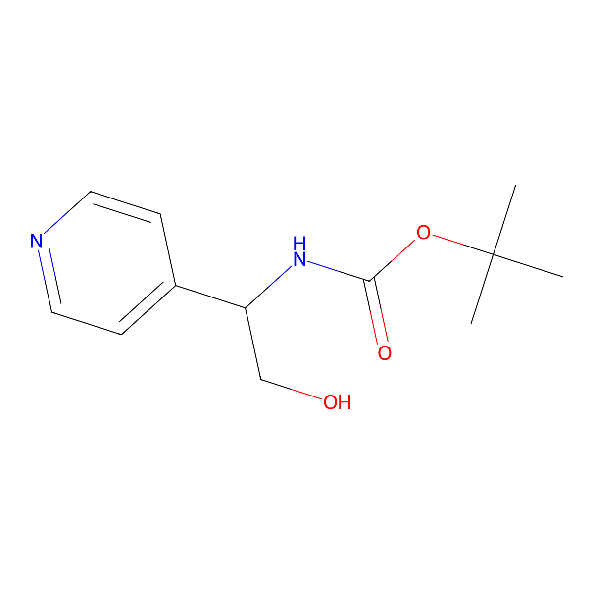 2-(Boc-amino)-2-(4-pyridyl)ethanol molecular structure, CAS 1882443-99-3