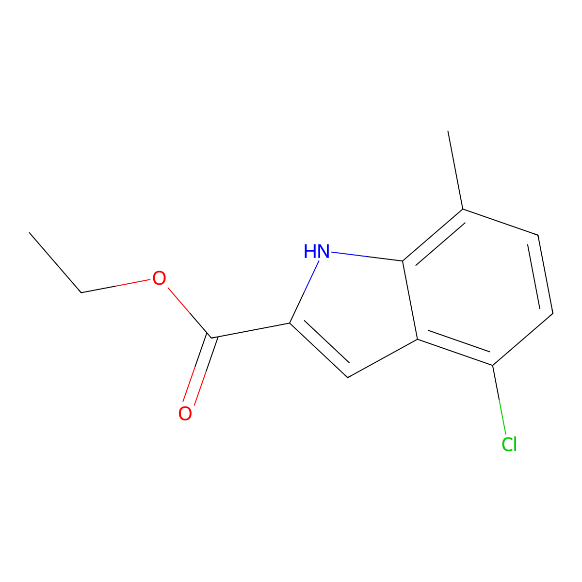 ethyl 4-chloro-7-methyl-1H-indole-2-carboxylate molecular structure, CAS 188248-23-9