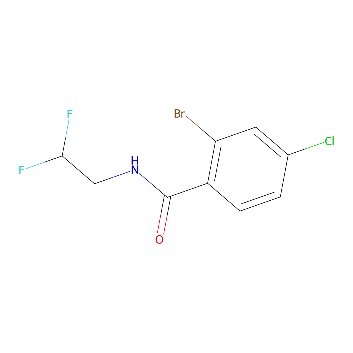 2-Bromo-4-chloro-N-(2,2-difluoroethyl)benzamide molecular structure, CAS 1882545-34-7