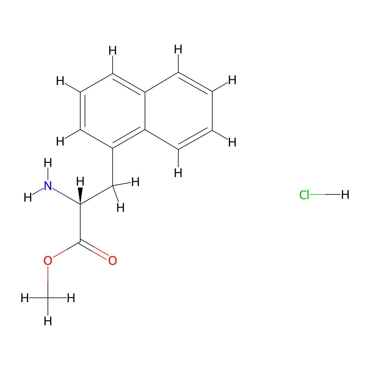 (R)-Methyl 2-amino-3-(naphthalen-1-yl)propanoate hydrochloride molecular structure, CAS 188256-28-2