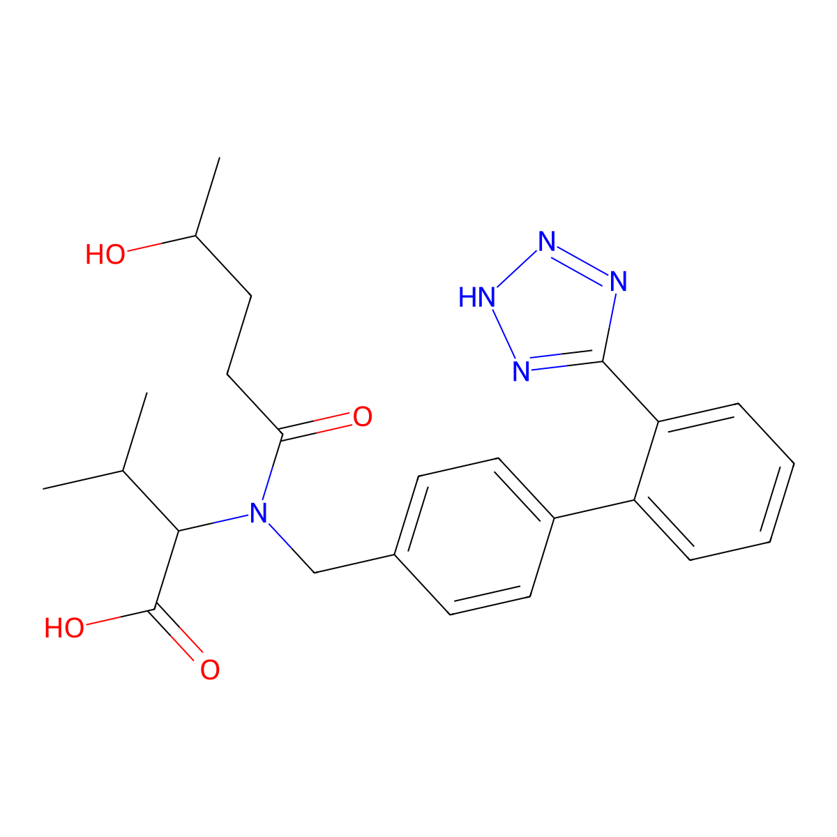 4-Hydroxyvalsartan molecular structure, CAS 188259-69-0