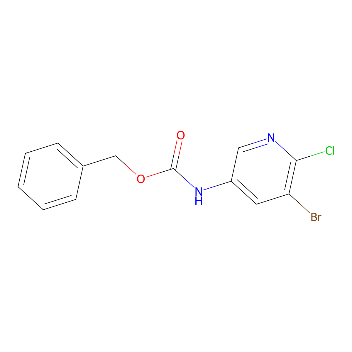 benzyl N-(5-bromo-6-chloropyridin-3-yl)carbamate molecular structure, CAS 1882609-97-3
