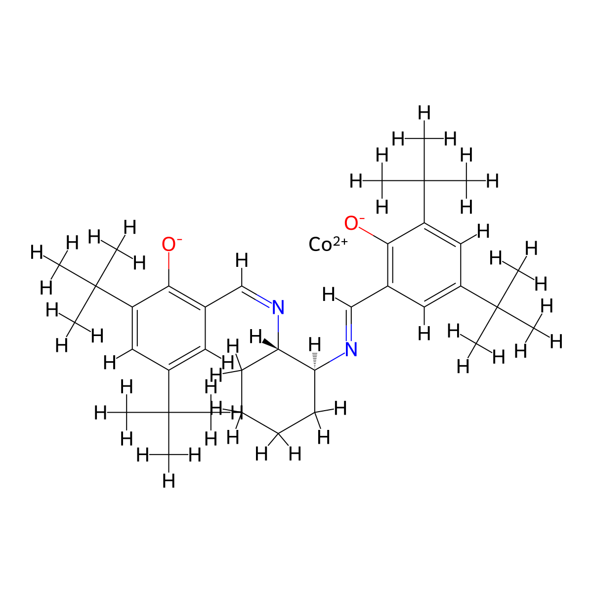 (S,S)-N,N'-Bis(3,5-di-tert-butylsalicylidene)-1,2-cyclohexanediaminocobalt(II) , (S,S)-Co(salen) molecular structure, CAS 188264-84-8
