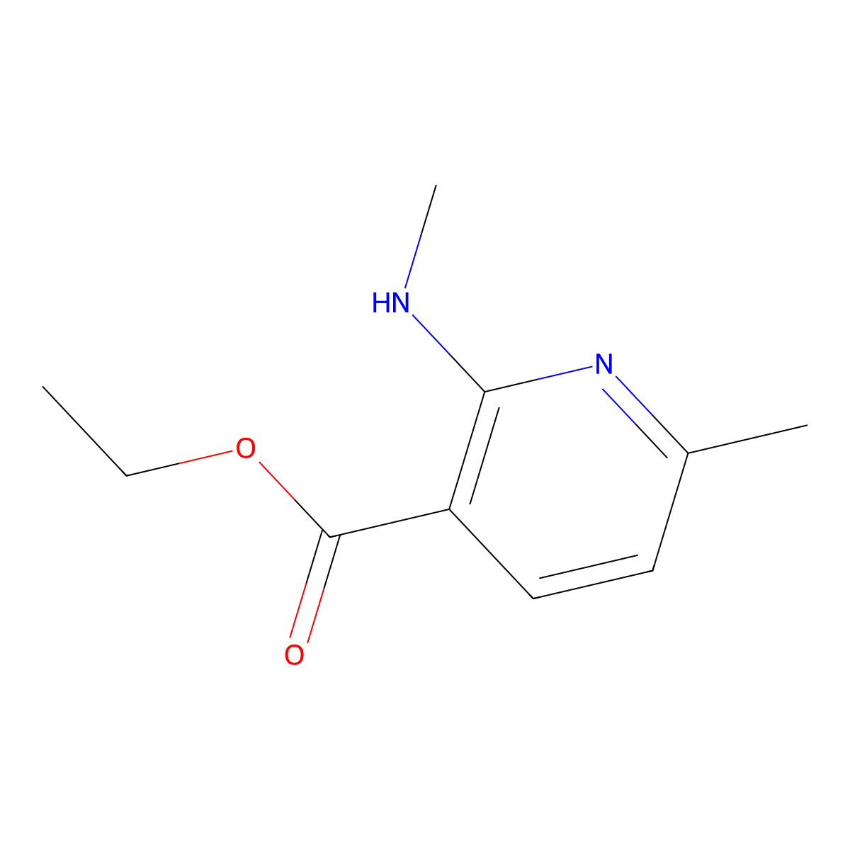 Ethyl 6-methyl-2-(methylamino)pyridine-3-carboxylate molecular structure, CAS 1882650-38-5