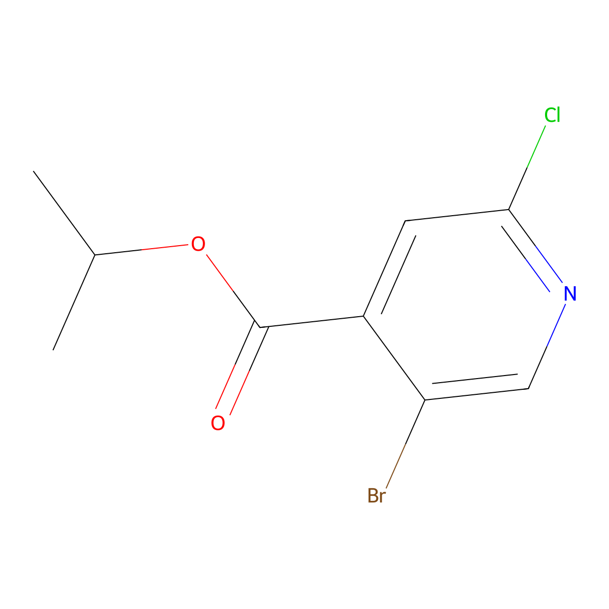 Isopropyl 5-bromo-2-chloroisonicotinate molecular structure, CAS 1882662-23-8