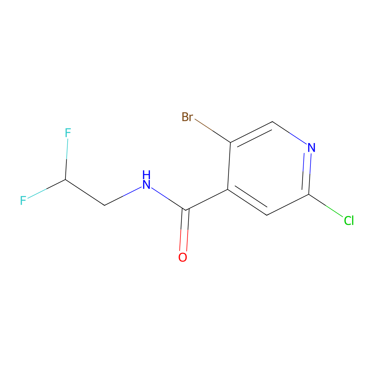 5-Bromo-2-chloro-N-(2,2-difluoroethyl)isonicotinamide molecular structure, CAS 1882664-59-6