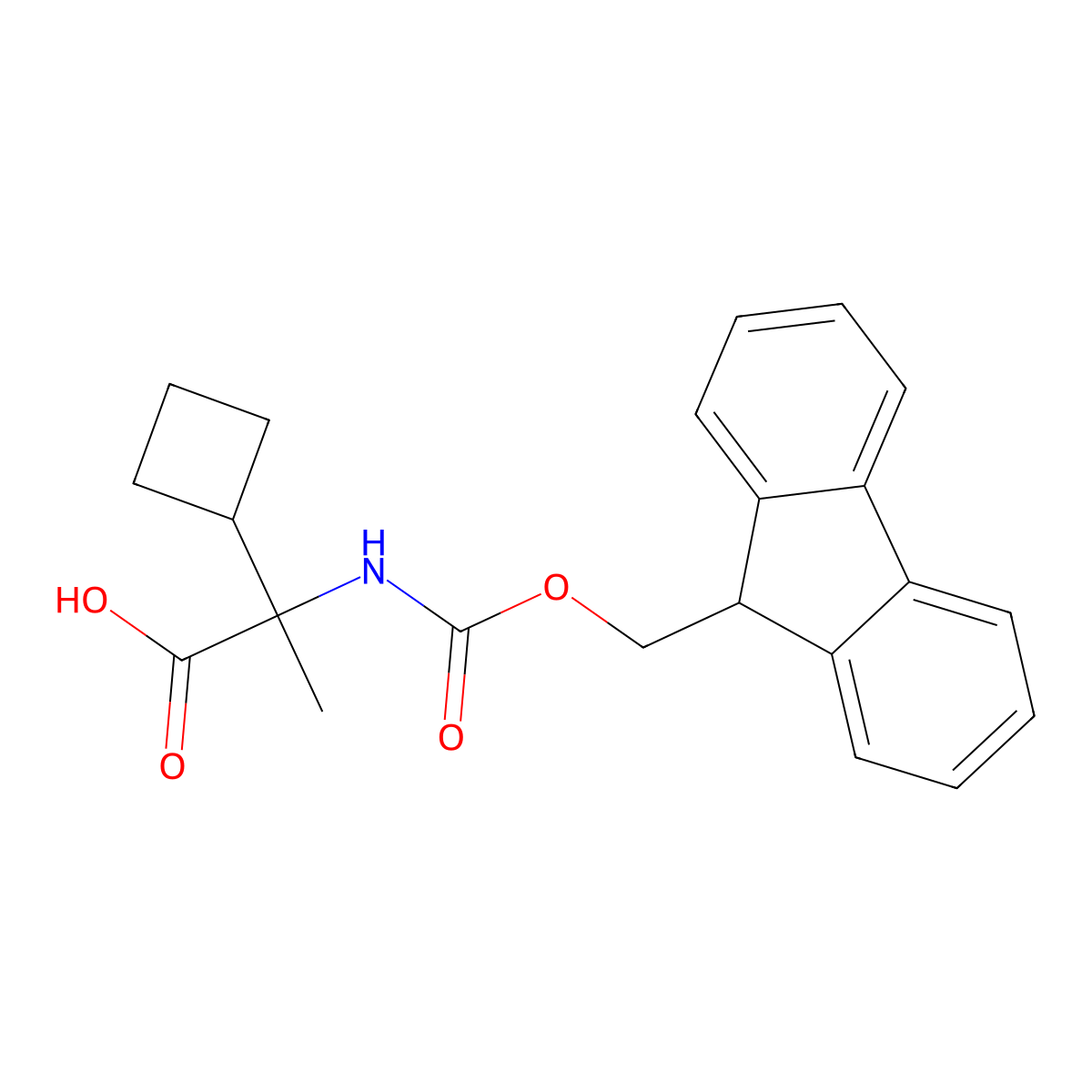 2-Cyclobutyl-2-({[(9H-fluoren-9-yl)methoxy]carbonyl}amino)propanoic acid molecular structure, CAS 1882724-47-1