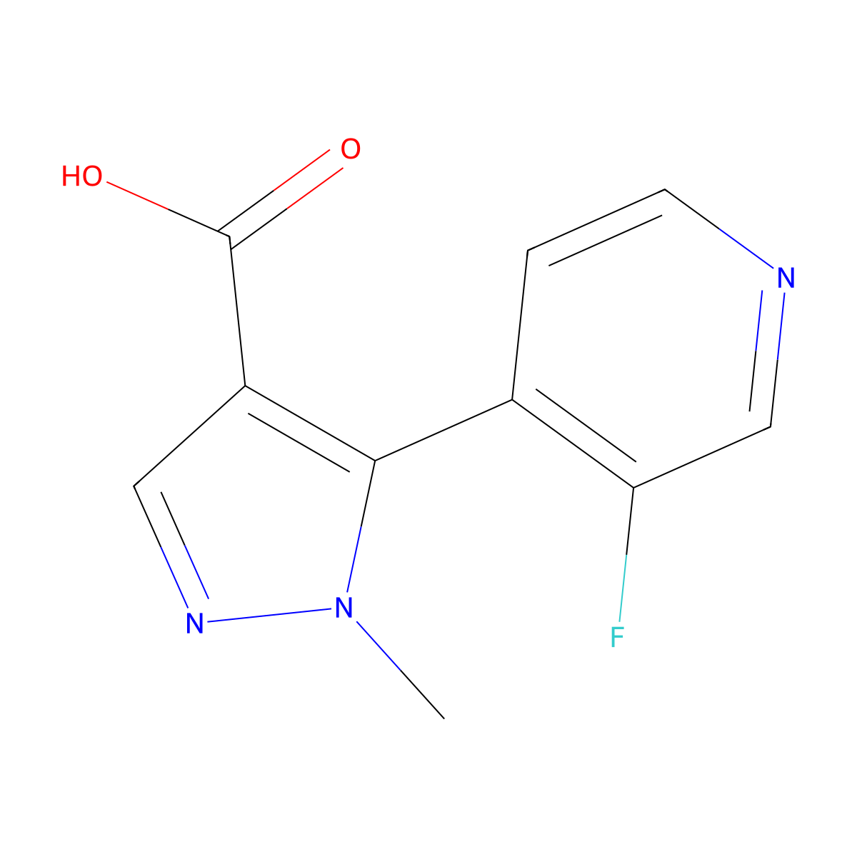 5-(3-fluoropyridin-4-yl)-1-methyl-1H-pyrazole-4-carboxylic acid molecular structure, CAS 1882743-14-7