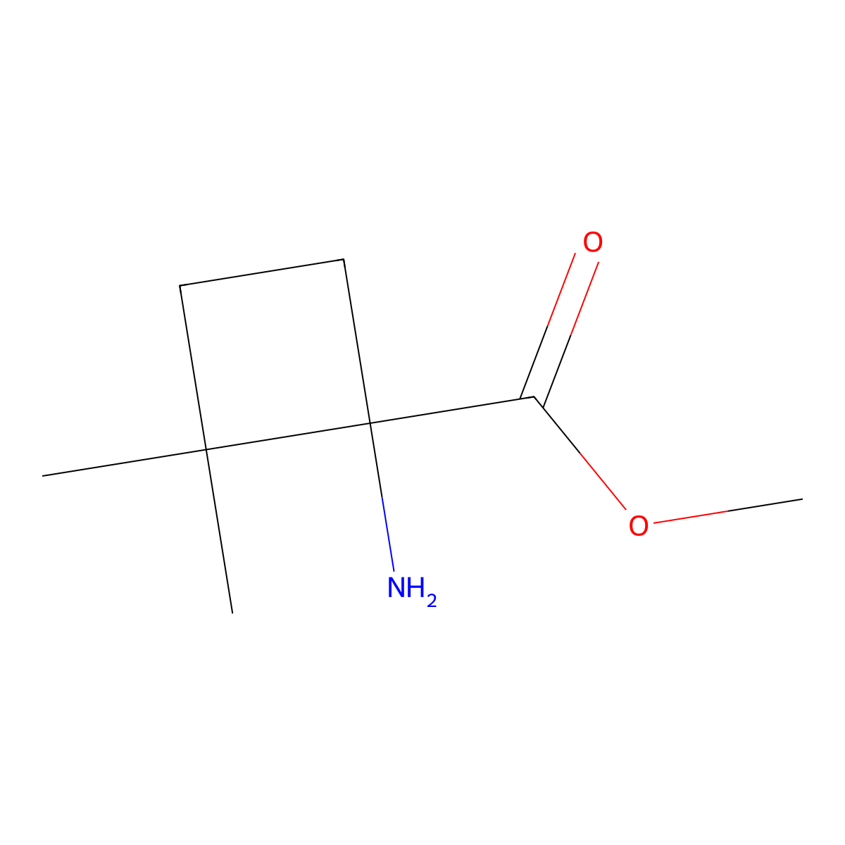 Methyl 1-amino-2,2-dimethylcyclobutane-1-carboxylate molecular structure, CAS 1882748-91-5