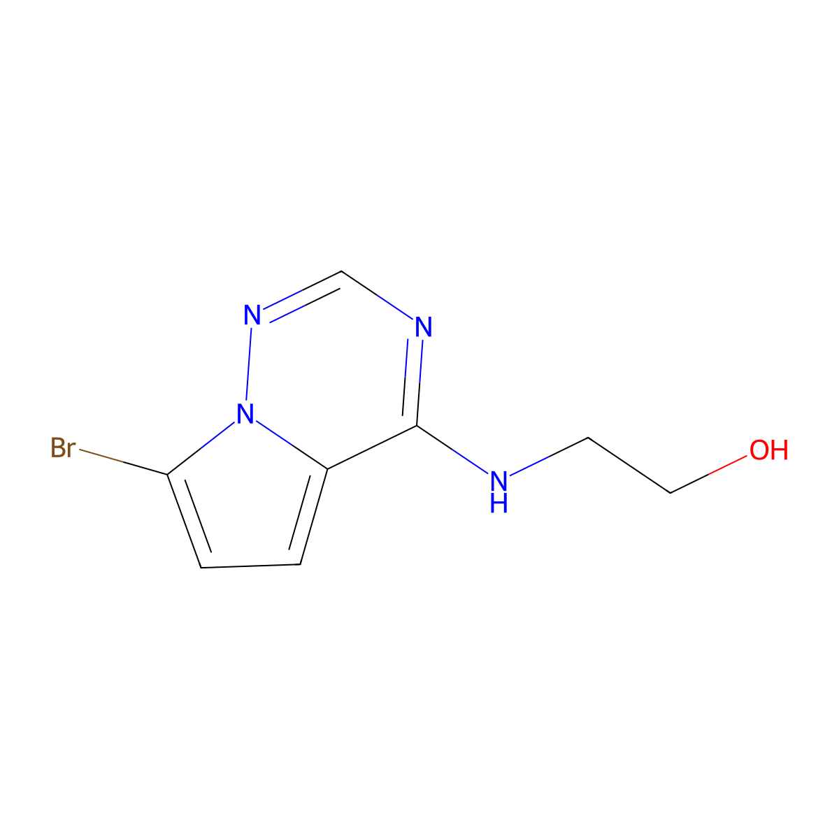 2-({7-Bromopyrrolo[2,1-f][1,2,4]triazin-4-yl}amino)ethan-1-ol molecular structure, CAS 1882757-56-3