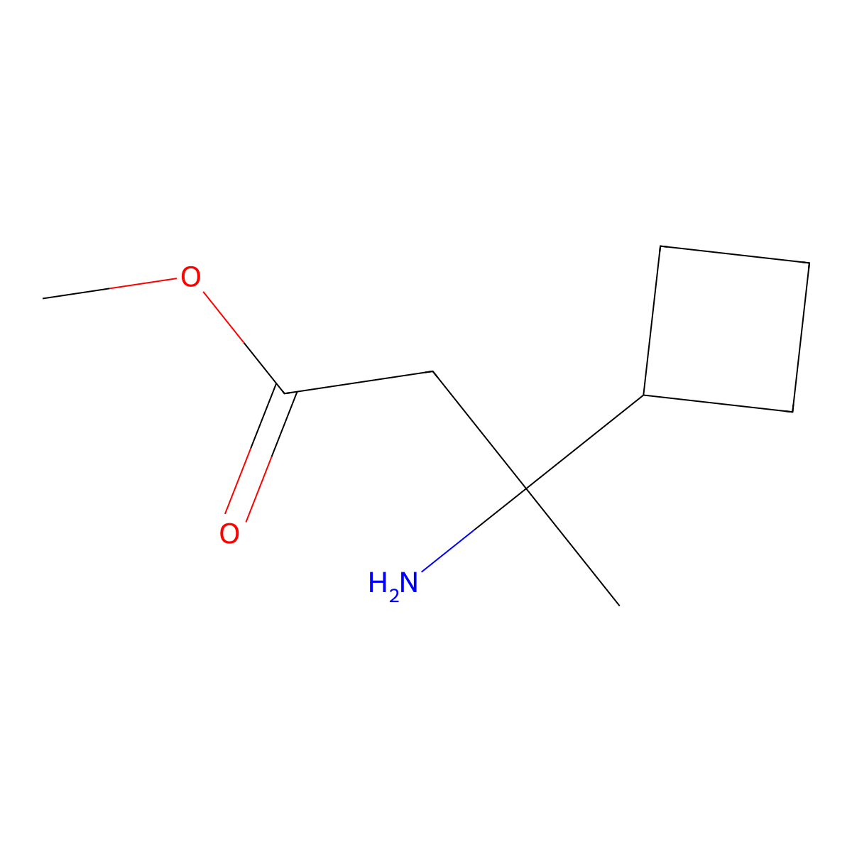 Methyl 3-amino-3-cyclobutylbutanoate molecular structure, CAS 1882757-92-7