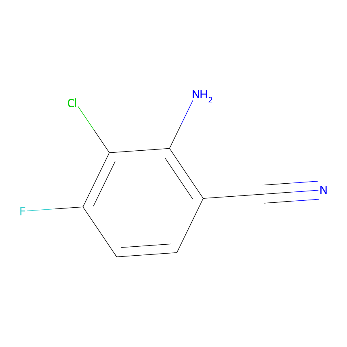 2-Amino-3-chloro-4-fluorobenzonitrile molecular structure, CAS 1882792-32-6