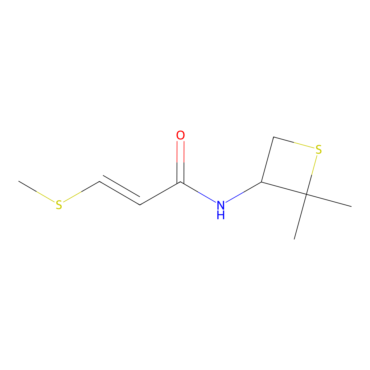 N-(2,2-dimethylthietan-3-yl)-3-methylsulfanylprop-2-enamide molecular structure, CAS 1882845-72-8