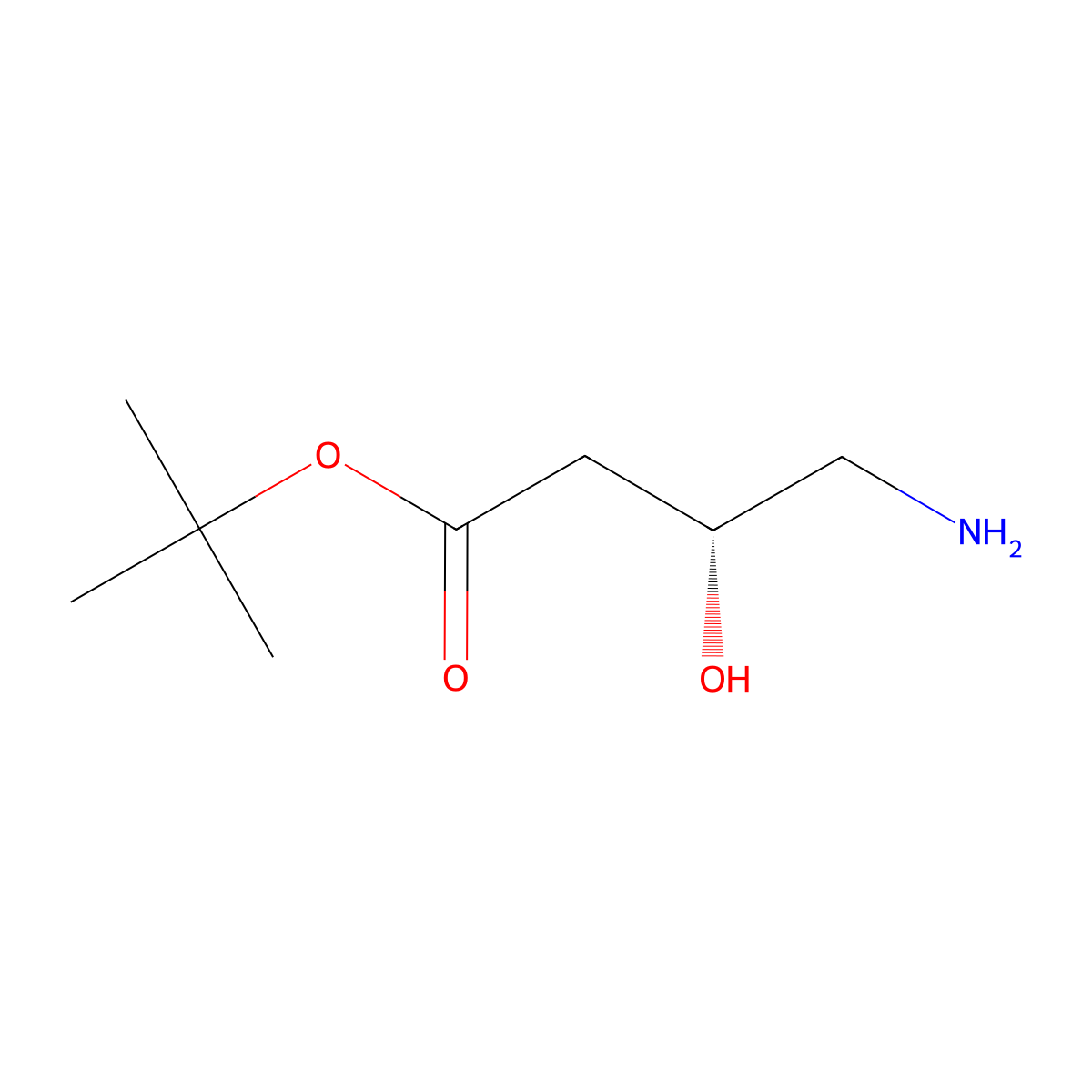 Tert-butyl (3R)-4-amino-3-hydroxybutanoate molecular structure, CAS 1882884-39-0