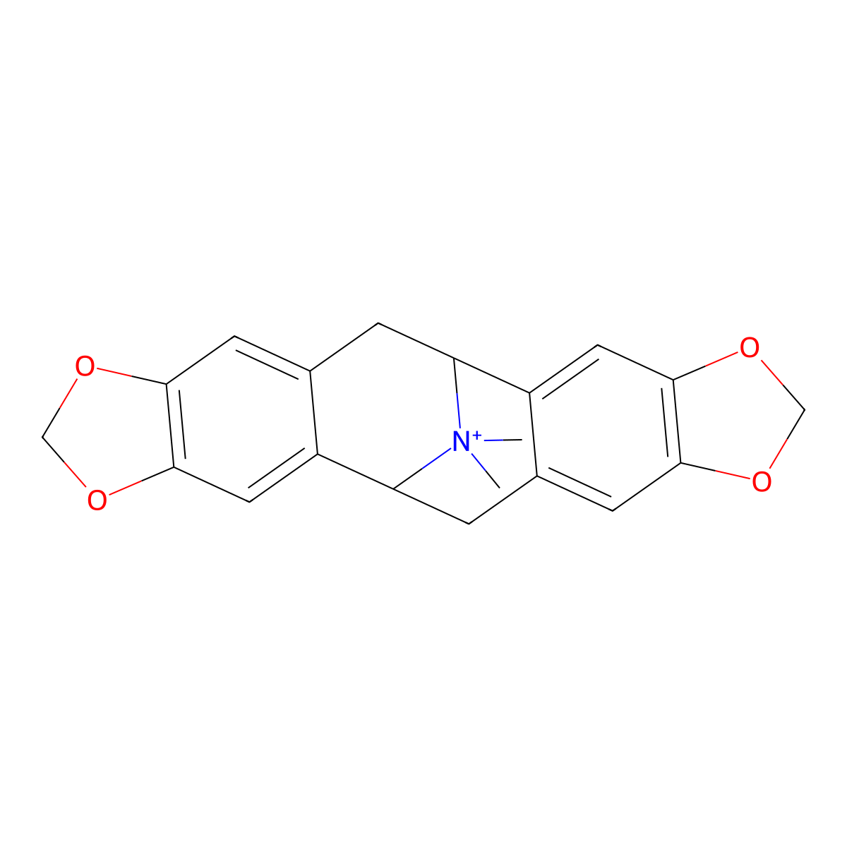 23,23-Dimethyl-5,7,16,18-tetraoxa-23-azoniahexacyclo[10.10.1.02,10.04,8.013,21.015,19]tricosa-2,4(8),9,13,15(19),20-hexaene molecular structure, CAS 18830-99-4